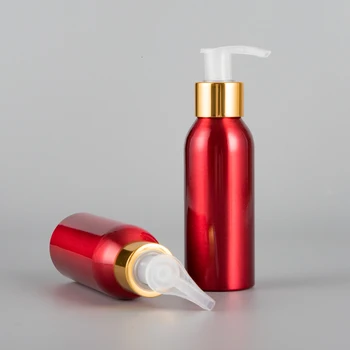 100 мл Красный Алюминиевый парфюмерный спрей-насос Эмульсионная бутылка для мытья Ванны пустые косметические контейнеры маленькие Бесплатная доставка 50 шт. Изображение