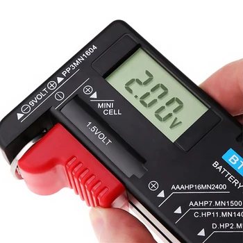 1xDigital Battery Tester Volt Checker для 9V 1.5V Кнопочной Ячейки Универсальное Перезаряжаемое Устройство Для Тестирования напряжения батареи AAA AA C D Изображение
