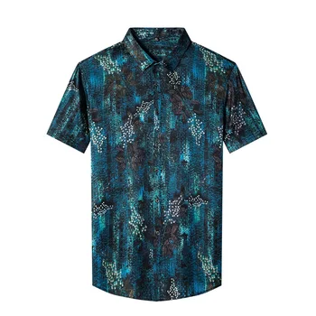 2023 Новая Летняя Мужская рубашка из 90,8% шелка с цветочным принтом, деловые Повседневные Модные Мужские рубашки размера M-XXXL B590902023 Изображение