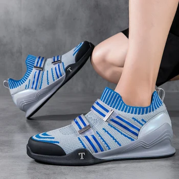 2023 Новая мужская Профессиональная обувь для тяжелой атлетики, Сетчатая Дышащая Обувь для тяжелой атлетики, Обувь для приседаний, Молодежная Противоскользящая обувь для фитнеса Изображение