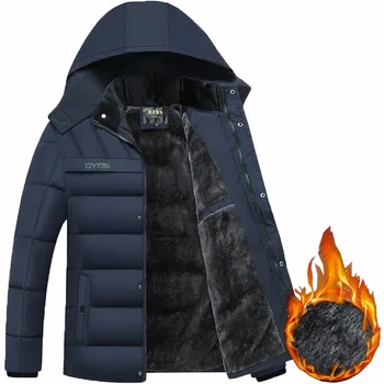 2023 Новое Модное Зимнее пальто с капюшоном, Мужская Толстая Теплая Мужская Зимняя куртка, Ветрозащитный Подарок для Отца, Мужа, Парка Изображение