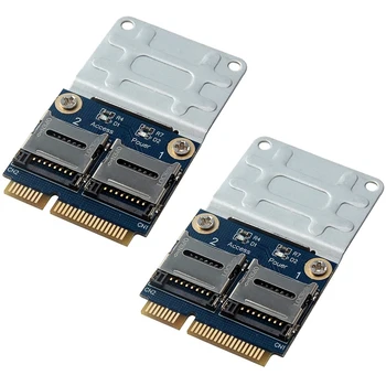 2x2 SSD HDD Для ноутбука с двумя картами Micro-SD SDHC SDXC TF на Mini Pcie Устройство чтения карт памяти Mpcie на 2 мини-SD-карты Изображение