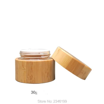 30 Г 30 мл, 10 шт./лот, Высококачественная Пустая баночка для бамбукового крема, Стеклянный Контейнер для косметического крема 