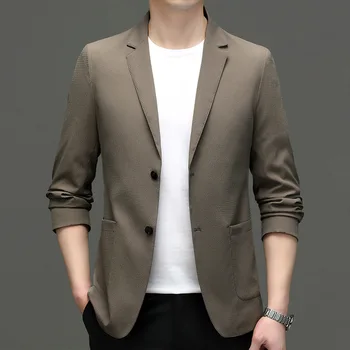 5883 -Мужской модный повседневный маленький костюм, мужская корейская версия приталенного костюма, куртка 106, однотонная куртка Изображение