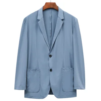 6890-Мужской тонкий повседневный солнцезащитный крем, эластичный маленький костюм, весна и осень, однотонная куртка West, летняя рубашка Изображение