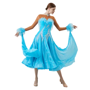 B-22206 Новый Женский Современный Танец Со Стразами Цветовое разнообразие Платье Для Бальных Танцев Национальный стандарт Для соревнований по вальсу Изображение