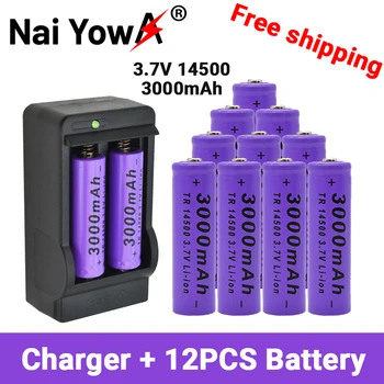 Batterie Lithium haute capacité 14500 3.7V 3000mah Rechargeable, pour lampe de poche LED, jouet, livraison gratuite Изображение