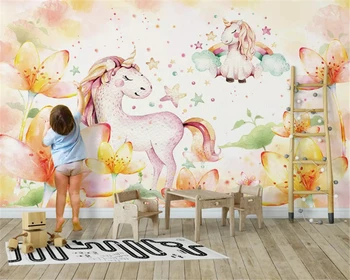 beibehang Индивидуальные красивые личностные шелковистые обои Nordic simple dream pony фон детской комнаты 3d обои Изображение