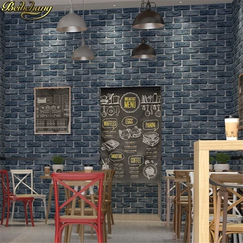 beibehang Ретро-ностальгические серые кирпичные обои для стен 3 d Industrial Wind Cafe Виниловые 3D полы каменные обои для домашнего декора Изображение