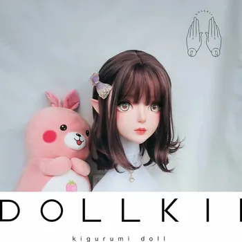 (DOLLKII-B) Высокое Качество Ручной Работы Женская Девушка Из Смолы С Половиной Головы Косплей Японская Ролевая Игра BJD Маска Кигуруми Кукла-Трансвестит Маска Изображение