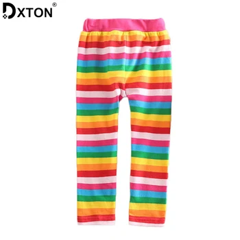 Dxton/детские леггинсы, радужные штаны для девочек, зимние обтягивающие леггинсы для девочек, полосатые штаны для малышей, брюки-карандаш для девочек 2-8 лет Изображение