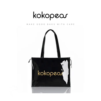 KOKOPEAS Экологичная сумка-тоут для покупок, женская многоразовая водонепроницаемая сумка через плечо из ПВХ, большая вместительная сумка в лондонском стиле Изображение