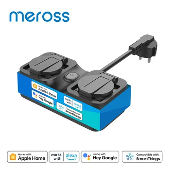 Meross HomeKit Smart Outdoor EU Plug WIFI Водонепроницаемая розетка Настенные электрические розетки Поддержка Alexa Google Assistant SmartThings Изображение
