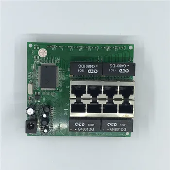 OEM PBC 8-портовый Гигабитный коммутатор Ethernet 8 портов с 8-контактным разъемом 10/100/1000 м Концентратор 8-полосный разъем питания Печатная плата OEM отверстие для винта Изображение