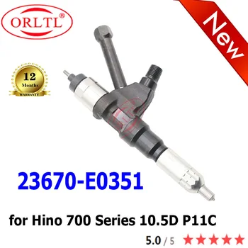 ORLTL Новый 23670-E0351 Оригинальный Топливный инжектор 23670 E0351 23670E0351 095000-5211 9709500-521 для Hino 700 Серии 10.5D P11C Изображение