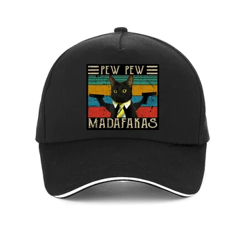 Pew Madafakas Мужская бейсбольная кепка с милым Черным принтом Кошек, Женская модная кепка в стиле хип-хоп, кепка Pew Madafakas с мультяшным котом, женская солнцезащитная кепка Изображение