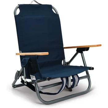 SunSoul Складной Легкий Пляжный стул-рюкзак синего цвета, синий, 7,5 фунтов, 18,00x24,61x35,00 дюймов Изображение