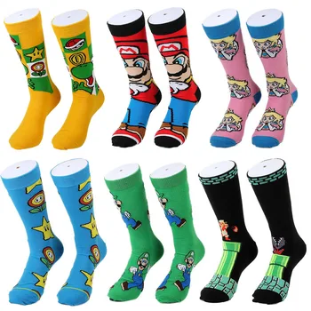 Super Mario Bros/ Мужские и женские забавные носки с рисунком Аниме, аксессуары, Высококачественные Милые модные дышащие спортивные носки Kawaii Mario Изображение