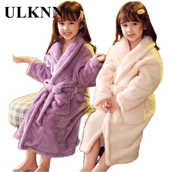 ULKNN Зимний детский халат, пижама для девочек, Детская одежда для сна, Халат для подростков от 2 до 14 лет, Пижама для мальчиков Изображение