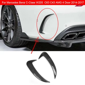 W205 Украшение заднего спойлера Из углеродного волокна Для Benz C-Class W205 Разветвители Боковых Вентиляционных отверстий заднего бампера C63 C43 AMG 4 Двери 2014-2017 Изображение