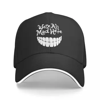 We Re All Mad-Здесь Чеширский кот Алиса в кепке дальнобойщика Snapback для мужчин, бейсболка с клапаном, мужские шляпы, кепки с логотипом Изображение