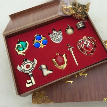 Zelda Косплей Ожерелье Брелок Подвеска 10 шт. Набор Legend Collection Подарочная коробка Реквизит для вечеринки на Хэллоуин для детей и взрослых Изображение