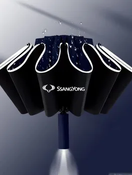 Автоматическая Светоотражающая Полоса Заднего Хода Led Light 12Ribs Ветрозащитные Зонты Для SsangYong Actyon Korando Kyron Musso Rexton Tivoli Изображение