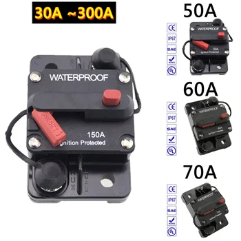 Автоматический выключатель на 30-300A Ампер С двумя батареями IP67 Водонепроницаемый Предохранитель 12 В 24 В Ручной сброс автомобильного автоматического выключателя Изображение