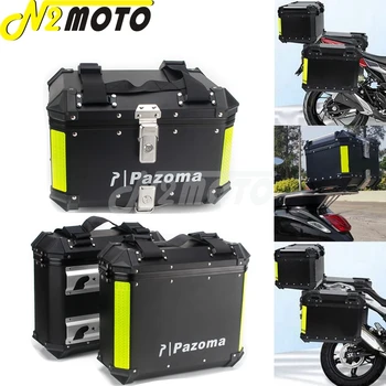 Алюминиевый мотоциклетный быстросъемный Водонепроницаемый Верхний боковой чехол, коробка для хранения багажа, задний набор инструментов с креплением для Kawasaki Suzuki BMW Изображение