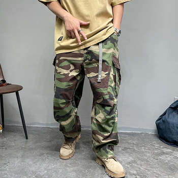 Американская Уличная Одежда из высококачественной ткани, Уличные Военные Камуфляжные тактические брюки-карго, мужская одежда в стиле Харадзюку, повседневные брюки Изображение