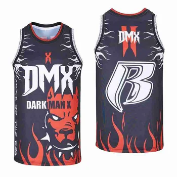 Баскетбольные майки BG DARK MAN X DMX джерси для шитья и вышивки Дешевые высококачественные виды спорта на открытом воздухе Черный Красный 2023 НОВОЕ лето Изображение