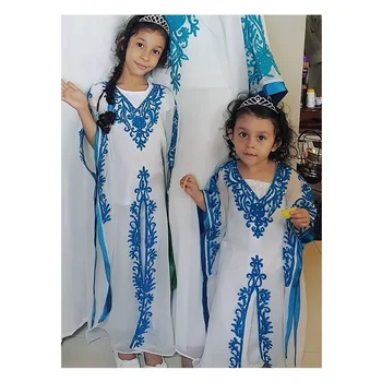 Белая марокканская рубашка с абайей для девочек, детское платье 