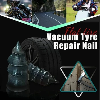 Вакуумный гвоздь для ремонта шин для мотоциклов, резиновые гвозди для ремонта бескамерных шин, Саморемонтирующийся гвоздь для пленки для шин, Размер S / L Изображение