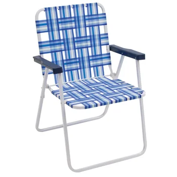 Веб-кресло сине-белое, Многофункциональное, Стальное, Прочное, 7,7 фунта, 22,25 X 22,75 X 31,00 дюйма Изображение