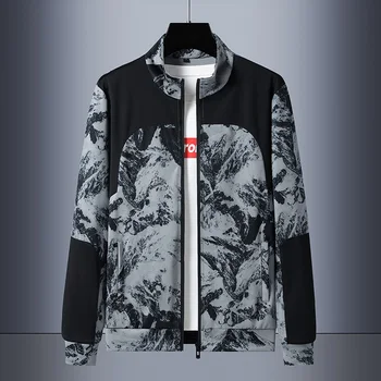 Весенняя новая большая куртка, мужская модная куртка для отдыха на открытом воздухе, тонкая куртка с принтом Polar Snow Mountain, M-7XL Изображение