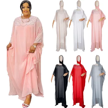 Вечерние платья в Африканском стиле Дашики на 2023 год, Новые Шифоновые мусульманские женские Платья Boubou Abaya, Дубайский Кафтан, Халат-Хиджаб, Марокканская Одежда Jalabiya Изображение