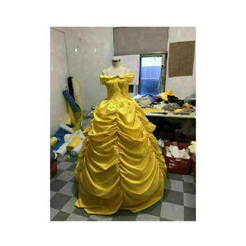 Горячая продаваемая одежда для взрослых Belle юбка принцессы-зверя Желтая Большая кружевная юбка Изображение