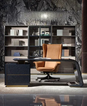 Гостиничная офисная мебель Итальянский легкий роскошный стол, комбинированный стул, домашний офисный стол, рабочий стол Изображение