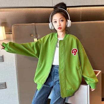 Детские Осенние куртки в Корейском стиле для отдыха, бейсбольная куртка-бомбер для подростков, Крошечная школьная форма, Детская одежда для подростков, Стеганые пальто Изображение