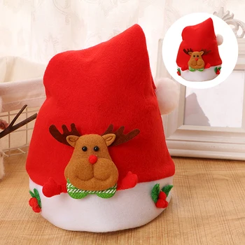 Детские Рождественские шляпы, кепки с изображением Лося, Снеговика, Санта-Клауса, вечерние принадлежности Изображение