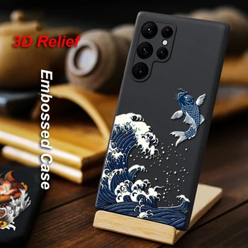 для Samsung Galaxy S22 Ultra S21 Plus 5G S20 S10 Note 9 8 Чехол из Кремния с 3D Тиснением Противоударный Защитный Чехол Для камеры Кольцо-Шнурок Изображение