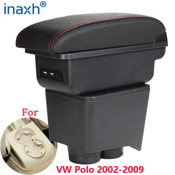 Для Volkswagen Polo Подлокотник Для VW Polo 9N 3 Коробка для автомобильного подлокотника 2002-2009 Коробка для хранения запасных частей Аксессуары для интерьера автомобиля USB Изображение