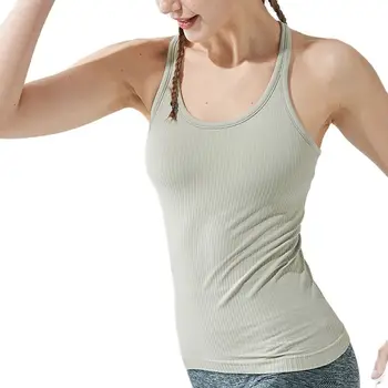 Женская нить для йоги и фитнеса Lulu, классическая длинная жилетка с нагрудной накладкой, с логотипом, дышащая, быстро сохнущая, Бесплатная доставка. Изображение