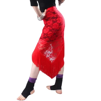 Женская танцевальная одежда Для Танца живота, Набедренные ремни, Тренировочные Короткие Юбки с Цветочным кружевом, Треугольный шарф для Танца живота Изображение
