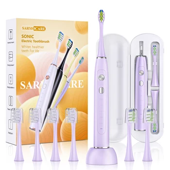 Звуковая электрическая зубная щетка Электрическая Зубная щетка sonic toothbrushTeeth Щетка Для отбеливания зубов 8 головок Sarmocare S700pro Изображение