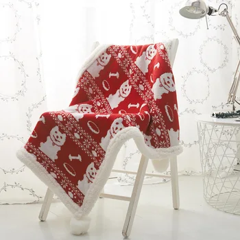 Зимнее двухслойное Утолщенное красное Рождественское теплое детское одеяло, Удобное Вязаное Одеяло для пеленания в полдень Изображение