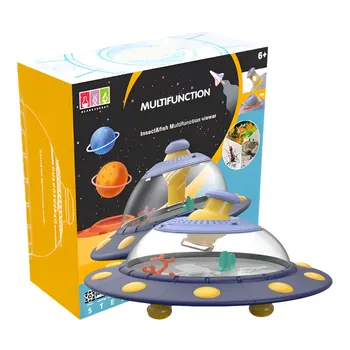 Игрушка-Лупа от насекомых, Клетка для животных НЛО для детей, коробка для просмотра животных, игрушки для раннего образования, вращение на 360 градусов с четким пристальным взглядом Изображение