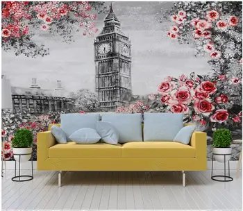 изготовленная на заказ фреска, 3D фотообои, картина маслом, цветы, Биг Бен, пейзаж Англии, домашний декор, обои для стен, 3d гостиная Изображение