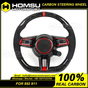 Изготовленное на заказ рулевое колесо из углеродного волокна alcantar Для porsche 2019-2020 992 911 racing wheel convertible Изображение