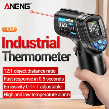 Инфракрасный термометр ANENG TH104, Лазерный Измеритель температуры -50 ~ 550 ℃, Бесконтактный Пистолет для Измерения Температуры с Обратным Дисплеем VA Изображение